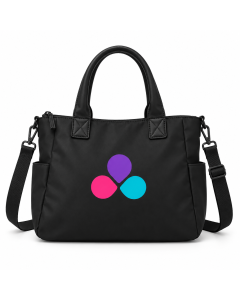 Smiley Black Handbag | Modern Vegan Leather Satchel with Color Pop