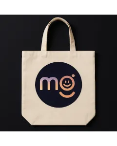 Smile Gradient Tote Bag | Playful Minimalist Canvas Tote | Khaki | Size S