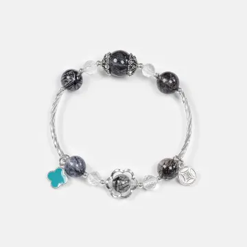 Black Rutilated Quartz Bracelet | Natural Stone Jewelry for Women & Men