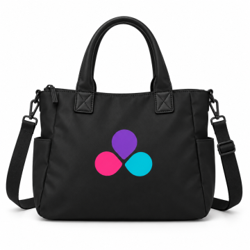 Smiley Black Handbag | Modern Vegan Leather Satchel with Color Pop