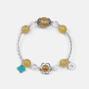 Golden Rutilated Quartz Bracelet | Natural Stone Jewelry for Women & Men