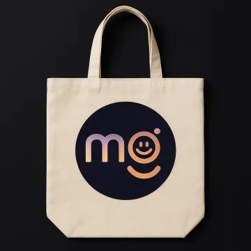 Smile Gradient Tote Bag | Playful Minimalist Canvas Tote | Khaki | Size S